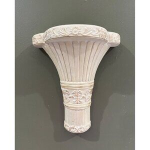 Decorative Ceramic Wall Sconce With Floral & Scrollwork Details Off-White Finish